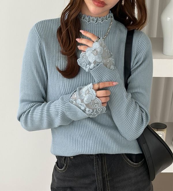 GeeRA（ジーラ）の「【復活】大人可愛い！レースが上品なハイネックニット（ニット・セーター）」｜詳細画像