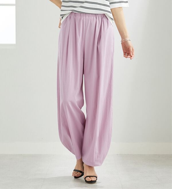 BELLUNA（ベルーナ）の「サラリ快適！ビンテージ調カーブパンツ（ワイドパンツ・ガウチョ）」｜詳細画像