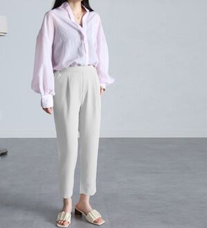 RANAN（ラナン）の「美脚シルエットクロップドパンツ（フルレングスパンツ）」｜オフホワイト