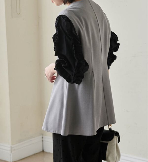 RANAN（ラナン）の「機能付！麻調素材ペプラムジレベスト（ジレ）」｜詳細画像