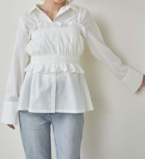 RANAN（ラナン）の「ビスチェ&times;レギュラーカラーシャツ（シャツ）」｜詳細画像