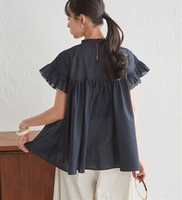 RANAN（ラナン）の「ピンタックフリルボイルブラウス（ブラウス）」｜詳細画像