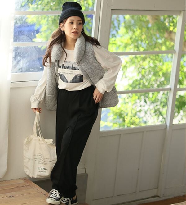 A HAPPY MARILYN（アハッピーマリリン）の「【Ｌ～８Ｌ】暖かシャギーで下半身の冷え対策！裏起毛 裏シャギーパンツ（フルレングスパンツ）」｜詳細画像