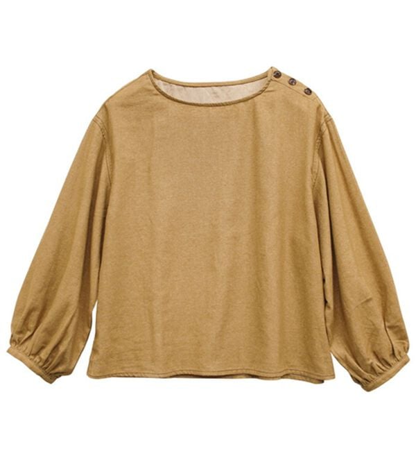 GeeRA（ジーラ）の「配色ステッチ袖ボリュームブラウス（ブラウス）」｜キャメル