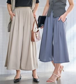alotta（アロッタ）の「【選べる２丈】上品ドレープパンツ（ワイドパンツ・ガウチョ）」