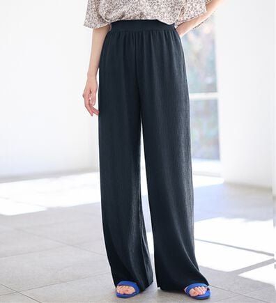 Viola e Viola（ヴィオラ エ ヴィオラ）の「【５つの機能付】丈切れる！楽ちんジャカードパンツ（ワイドパンツ・ガウチョ）」