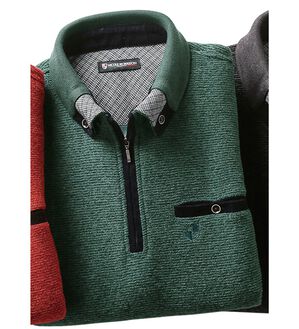 「＜ニコル　モリソン＞暖か衿デザイントレーナー　お洒落衿（メンズトレーナー）」｜グリーン(お洒落衿)