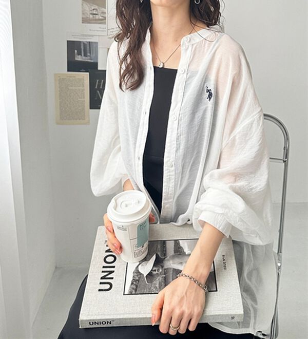 GeeRA（ジーラ）の「【Ｕ．Ｓ．　ＰＯＬＯ　ＡＳＳＮ．】バンドカラーシアーシャツ（シャツ）」｜詳細画像