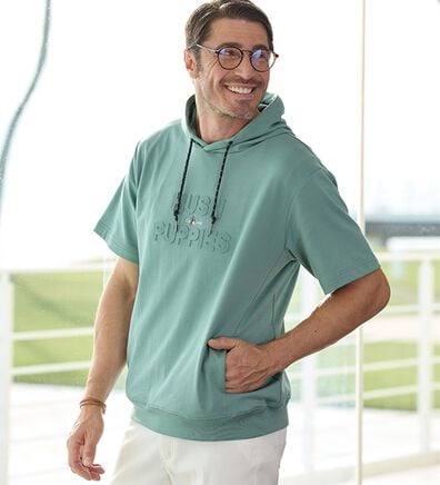 「ハッシュパピー　ロゴパーカーＴシャツ（メンズパーカー）」