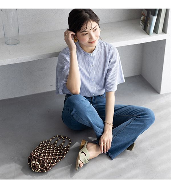 GeeRA（ジーラ）の「フレアー袖バンドカラーブラウス（ブラウス）」｜詳細画像