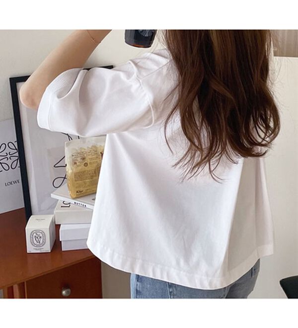 GeeRA（ジーラ）の「綿混素材クロップドＴシャツ（Tシャツ）」｜詳細画像