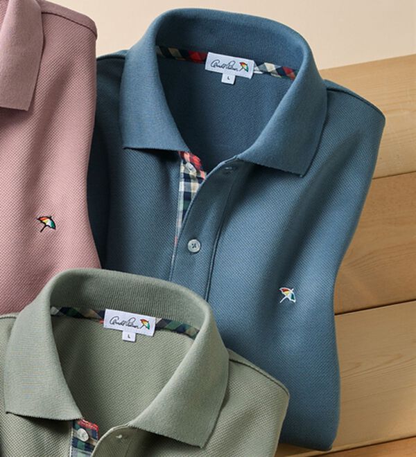 「＜アーノルド　パーマー＞ワンポイント裏起毛ポロシャツ（メンズポロシャツ）」｜ブルーグレー