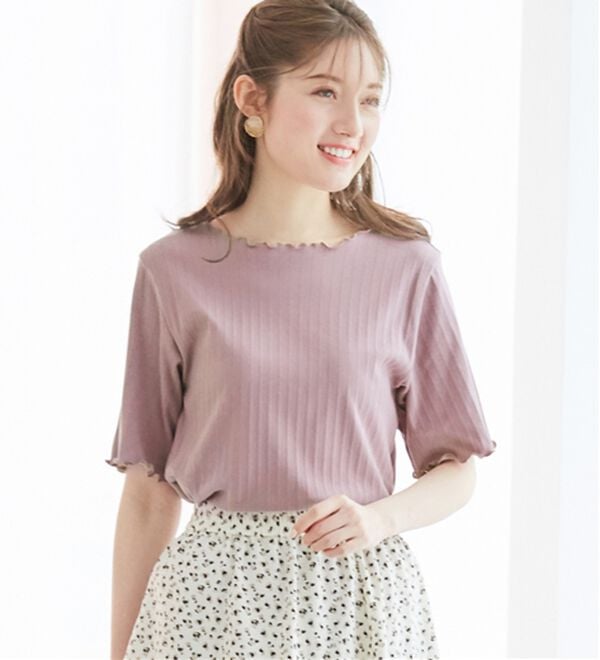 alotta（アロッタ）の「メロウ使いテレコリブＴシャツ（カットソー）」｜詳細画像
