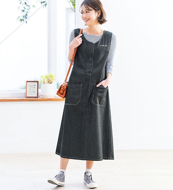 ルフラン（ルフラン）の「【アーノルド　パーマー】チェックが可愛いデニムジャンスカ（ジャンパースカート）」｜詳細画像