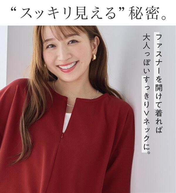 Viola e Viola（ヴィオラ エ ヴィオラ）の「細見えラインリップル素材ジップトップス（カットソー）」｜詳細画像
