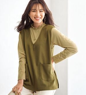 BELLUNA（ベルーナ）の「シャーリング衿ベストアンサンブル（アンサンブル）」｜詳細画像