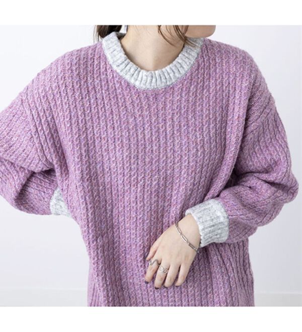 BELLUNA（ベルーナ）の「メランジ調配色ニットプルオーバー（ニット・セーター）」｜詳細画像