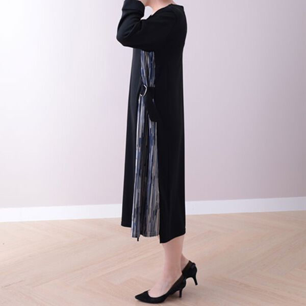 BELLUNA（ベルーナ）の「サイドプリーツデザインワンピース（カットソーワンピース）」｜詳細画像