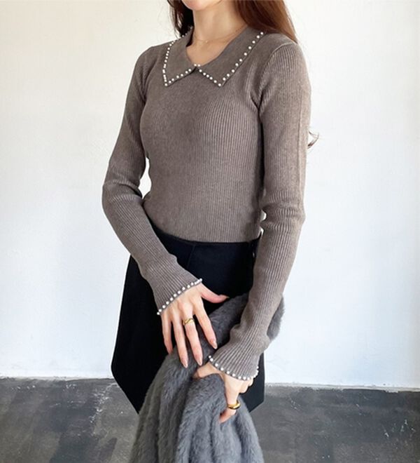 GeeRA（ジーラ）の「【YOUING.】パール衿リブニット（ニット・セーター）」｜詳細画像