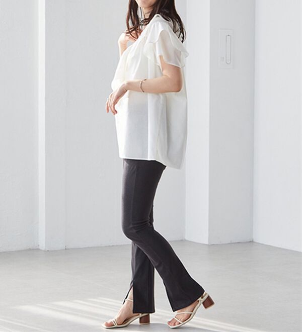 選べる2丈】ひんやり！デニム調スリットパンツ - ベルーナ【公式】 