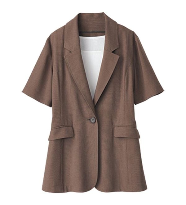 BELLUNA（ベルーナ）の「軽く羽織れる！麻調テーラードジャケット（テーラードジャケット）」｜詳細画像