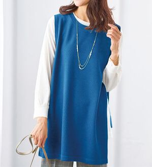 BELLUNA（ベルーナ）の「あぜ素材サイドリボンベストアンサンブル（アンサンブル）」｜詳細画像