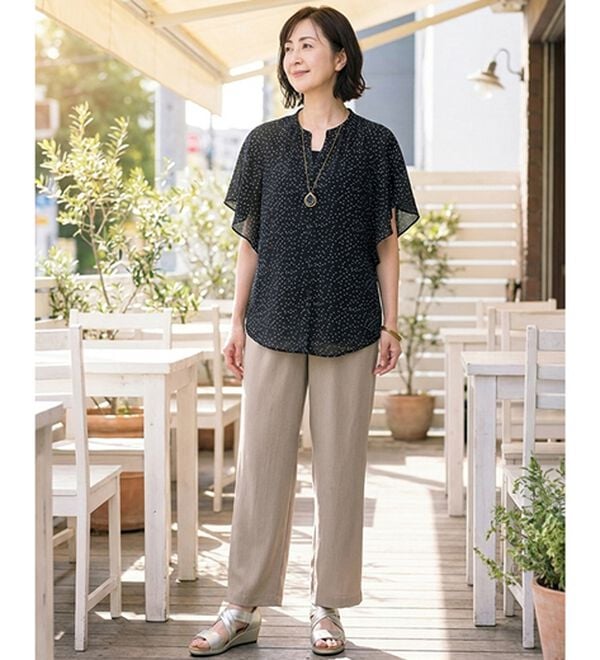 ルフラン（ルフラン）の「【３本組】爽やか素材ドレープパンツ＜フローレル＞（フルレングスパンツ）」｜詳細画像