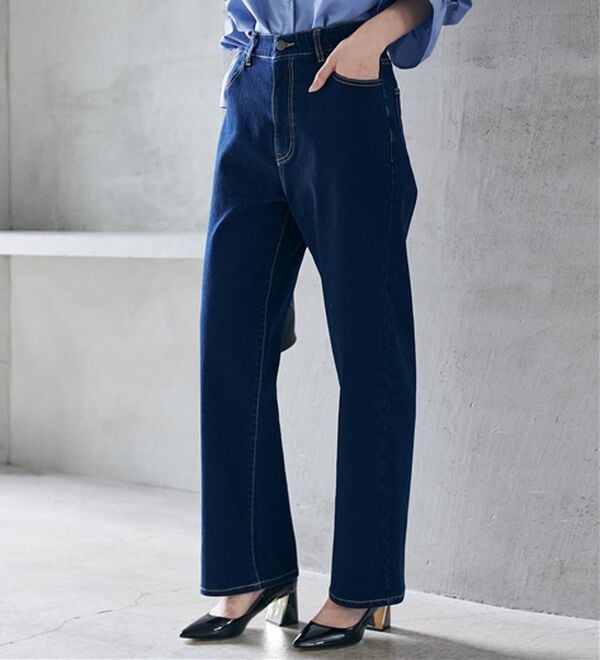 RANAN（ラナン）の「【裏起毛】ウエストゴムなのにスッキリ穿けるデニム（フルレングスパンツ）」｜詳細画像