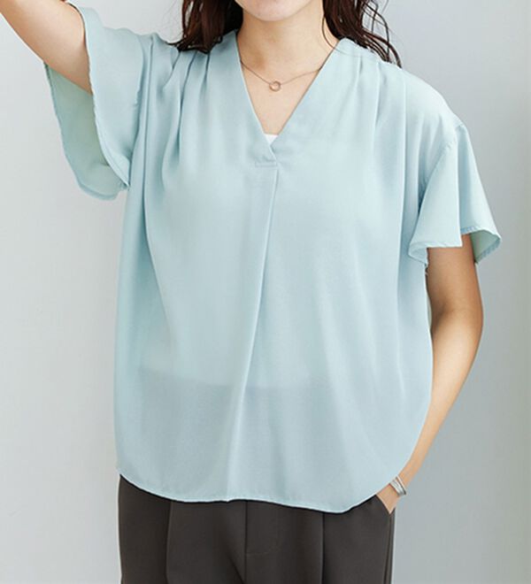 GeeRA（ジーラ）の「【再入荷】サラサラ涼しい！着やせも叶うフレアー袖ブラウス（ブラウス）」｜詳細画像