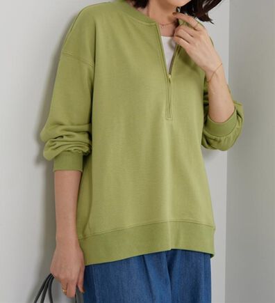 BELLUNA（ベルーナ）の「リブ使いハーフジップ裏毛プルオーバー（カットソー）」