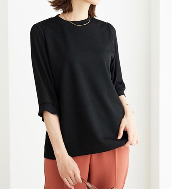 BELLUNA（ベルーナ）の「ラメ調袖切替デザインプルオーバー（カットソー）」｜詳細画像