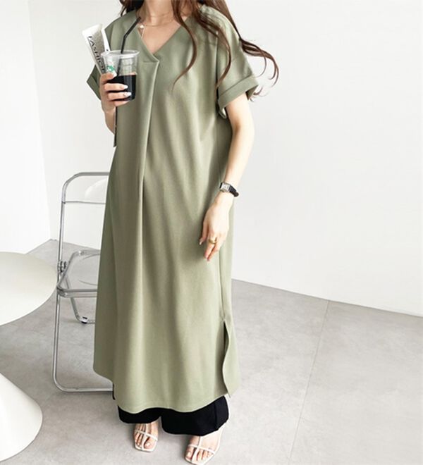 GeeRA（ジーラ）の「ひんやり快適！ジャカードスキッパーワンピ（カットソーワンピース）」｜詳細画像