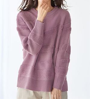 BELLUNA（ベルーナ）の「ゆるっと感が可愛い波柄ジャカードセーター（ニット・セーター）」｜ローズ