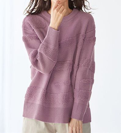 BELLUNA（ベルーナ）の「ゆるっと感が可愛い波柄ジャカードセーター（ニット・セーター）」