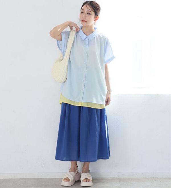 A HAPPY MARILYN（アハッピーマリリン）の「【Ｌ～６Ｌ】【２丈展開】【風通るプレミアム】綿・楊柳、ギャザーフレアスカンツ。（ワイドパンツ・ガウチョ）」｜詳細画像