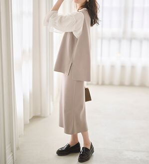 RANAN（ラナン）の「ニットベストセットアップ（ロングスカート）」｜モカベージュ