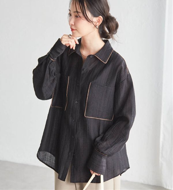 RANAN（ラナン）の「配色パイピングシアーシャツ（シャツ）」｜詳細画像