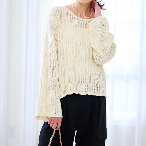 RANAN（ラナン）の「透かし柄短丈ニット（ニット・セーター）」｜詳細画像