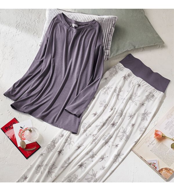 YU'NOW（ユナウ）の「レーヨンブレンドハラマキパジャマ２点セット（パジャマ・ルームウェア）」｜詳細画像