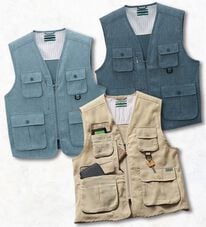 「夏素材の多ポケットベストコレクション（メンズベスト）」