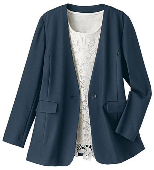 BELLUNA（ベルーナ）の「＜楽スタフィット＞ノーカラージャケット（ノーカラージャケット）」｜詳細画像