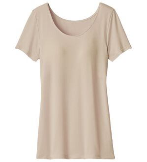 LAVIENNE（ラヴィエンヌ）の「【夏の汗対策に！】カップ付半袖インナー＜さらりラボ＞（ブラトップ・カップ付きインナー）」｜ベージュ