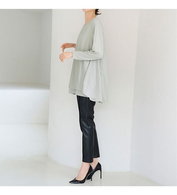 RANAN（ラナン）の「【裏微起毛】異素材切替チュニック（カットソー）」｜詳細画像