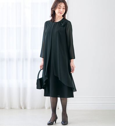 ルフラン（ルフラン）の「アイロンいらず重ね着風ワンピース（ブラックフォーマル（喪服・礼服））」