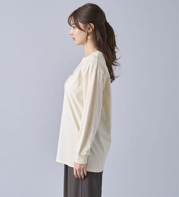 BELLUNA（ベルーナ）の「強撚綿１００％長袖プルオーバー（カットソー）」｜詳細画像