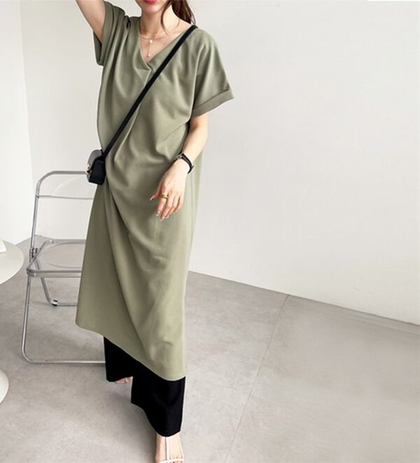 GeeRA（ジーラ）の「ひんやり快適！ジャカードスキッパーワンピ（カットソーワンピース）」｜詳細画像