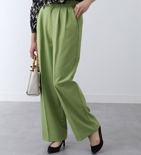 ボタンデザインセンタープレスワイドパンツ - ベルーナ【公式】