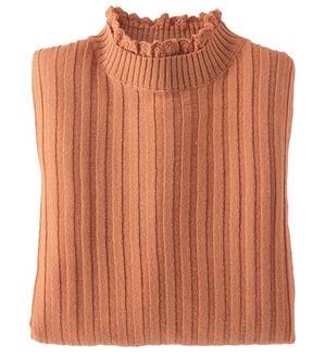 BELLUNA（ベルーナ）の「ウール入りウォッシャブルセーター（ニット・セーター）」｜オレンジ