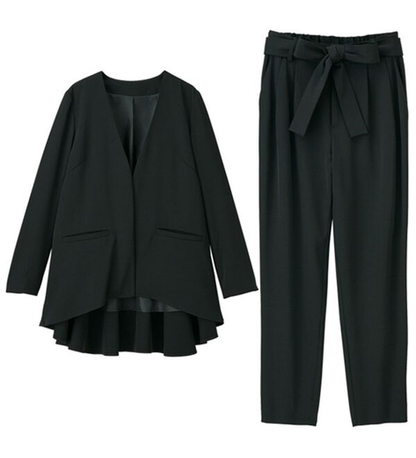 2点セット＞洗える！フレアーシルエットジャケットセットアップ