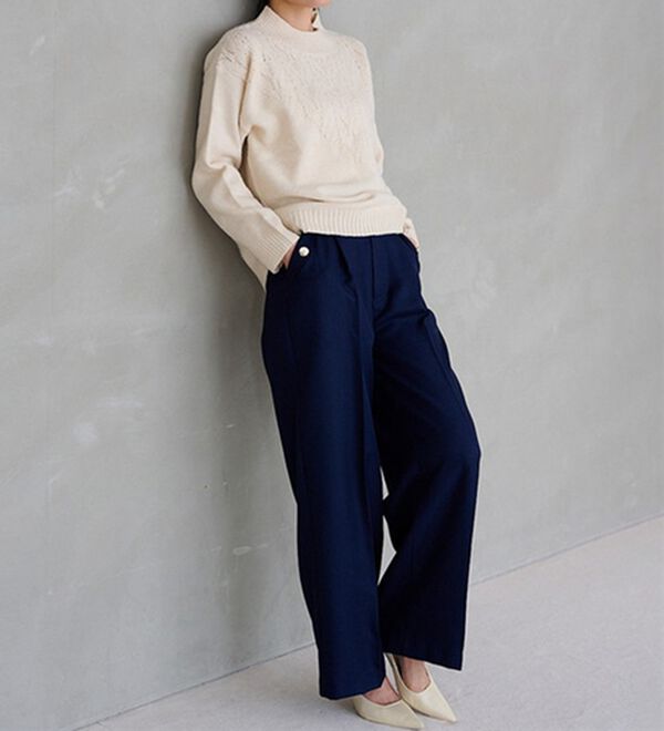 RANAN（ラナン）の「透かし編デザインハイネックニット（ニット・セーター）」｜詳細画像